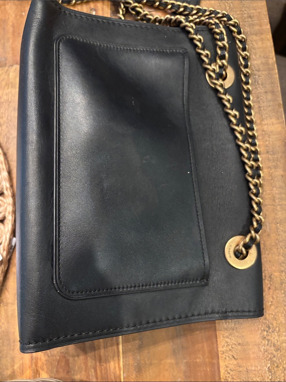 Coach Parker Black Leather Shoulder Bag with Gold chain & Hardware 10x8 - Picture 4 of 9